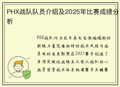 PHX战队队员介绍及2025年比赛成绩分析